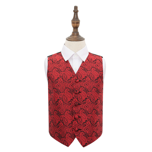Paisley Waistcoat - Boys - Black & Red, 30'