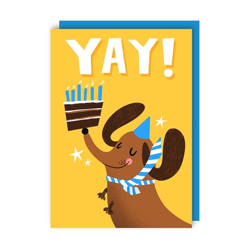 Sausage Cake Dog Childrens Kids Birthday Card (Pack of 6)