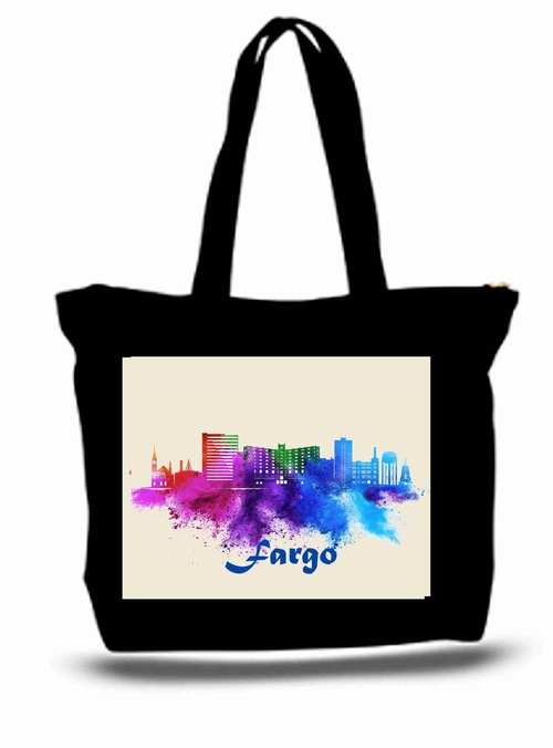 City Of Fargo Skyline Art Large Tote New Zipper Bag