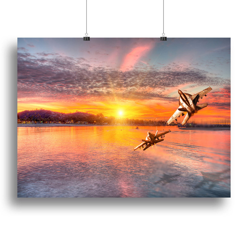 F 18 squadron over the sea Canvas Print or Poster