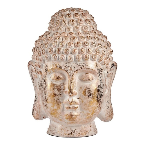 Decorative Garden Figure Buddha Head White/Gold Polyresin (45,5 x 68 x
