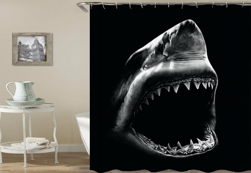 Frighten Ghost Shark Shower Curtain