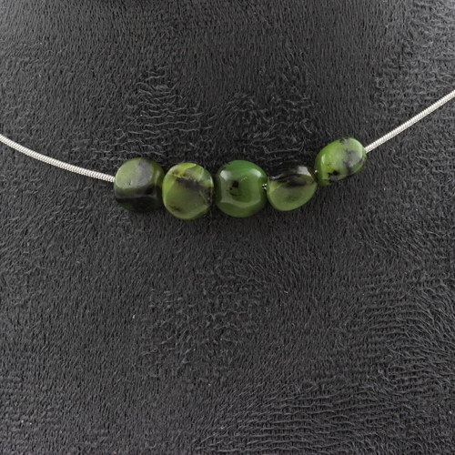 Jade Nephrite from Xiuyan China 5 beads necklace.