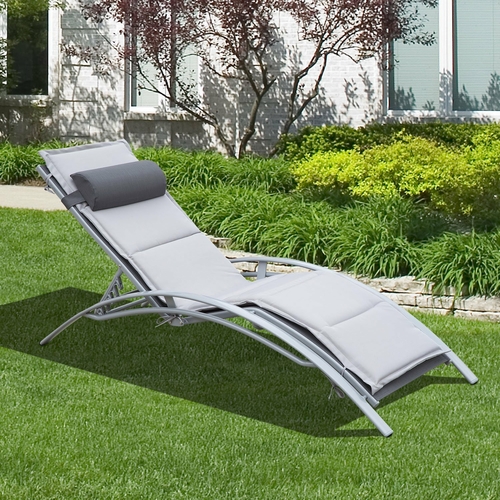 Outsunny Adjustable Patio Reclining Outdoor Chaise Lounge Chair with