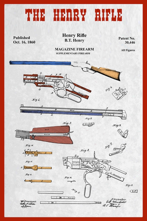 8 x 12 Tin Sign Henry Rifle Patent 1860 Quick Shooting Rifle