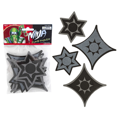 8 Pack Foam Ninja Stars in 2 Shapes