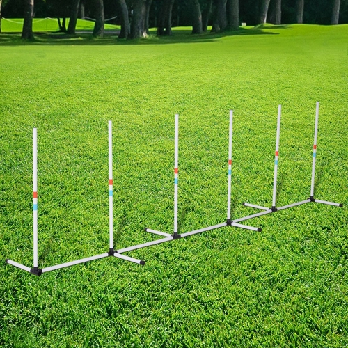 PawHut Sturdy Dog Weave Poles Pet Agility Training Dogs Obstacle