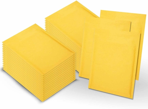 Pack of 500 Yellow Kraft Bubble Mailers 10.5 x 15 Paper Cushion Padded