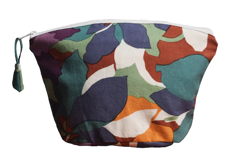 Big Floral Printed Canvas Ladies And Girls Cosmetic And Travel Pouch