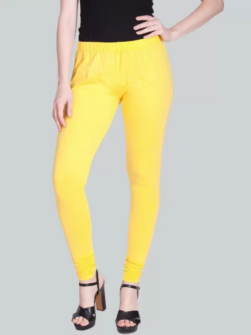 Churidar Ethnic Wear Legging  (Yellow, Solid)