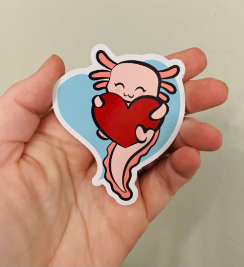 Axolotl Heart Sticker/Magnet