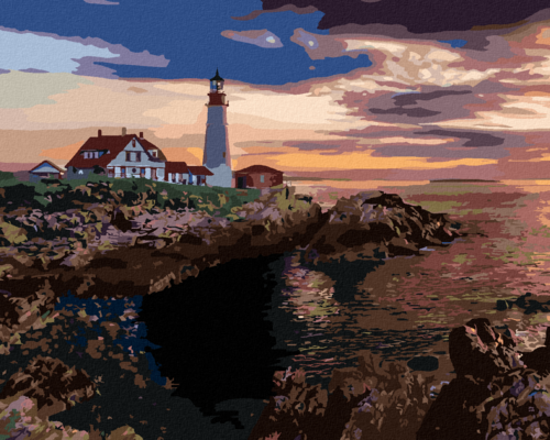 Paint by Numbers - LIGHTHOUSE AND SUNSET, USA (TED DAVIS)