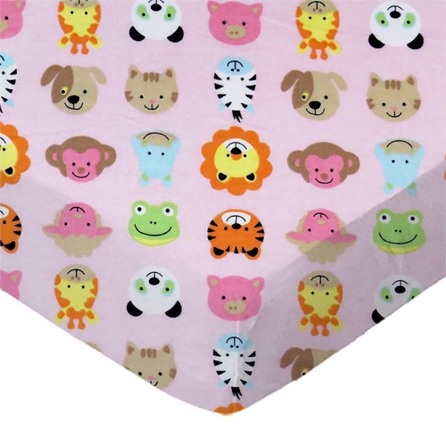 SheetWorld Fitted Cradle Sheet - 100% Cotton Flannel - Animal Faces