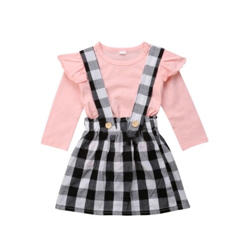 Cute Toddler Baby Girls Top T shirt Plaid