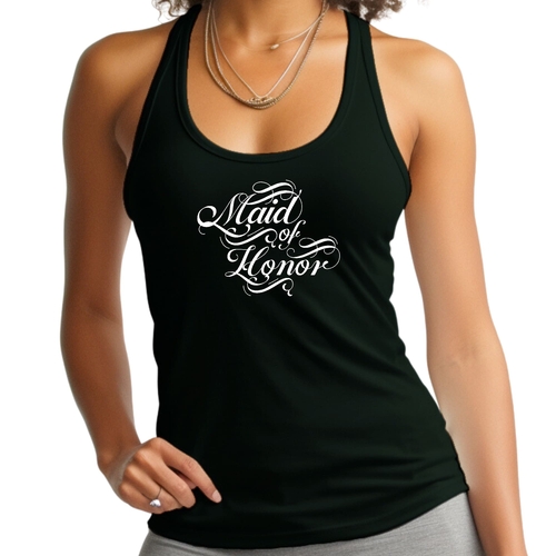 Womens Fitness Tank Top Graphic T-shirt Maid of Honor - Wedding Bridal