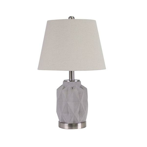 2 Jude Bedside Lamp Light Grey And Silver With Shade