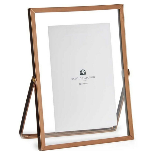 Photo frame Double 15,5 x 1 x 20,7 cm Metal Copper Glass (10 x 15 cm)