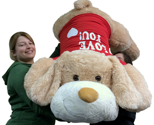 I Love You Giant Stuffed Puppy Dog 5 Foot Soft Wears I LOVE YOU