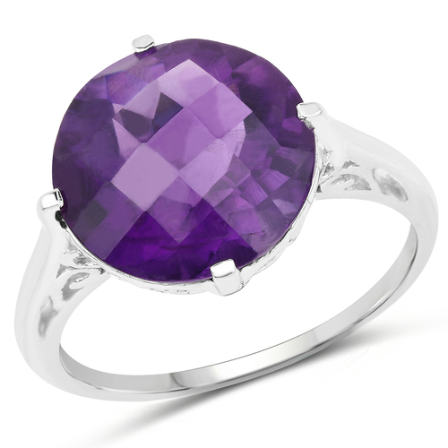 5.60 Carat Genuine Amethyst .925 Sterling Silver Ring