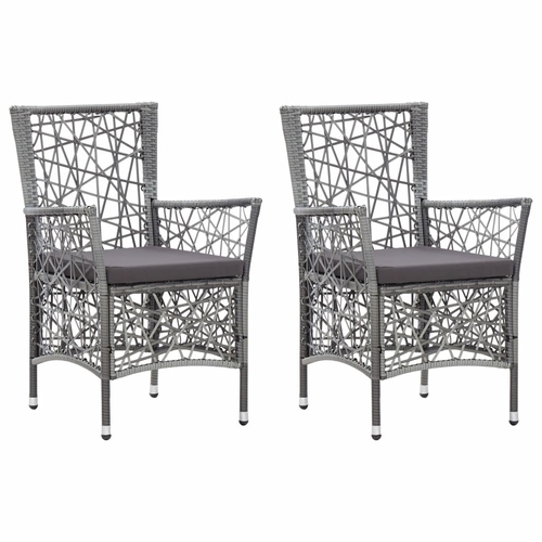 Outdoor Chairs 2 pcs with Cushions Poly Rattan White