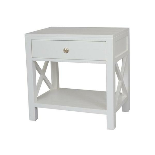 Catalina Crossed White Bedside Side Table