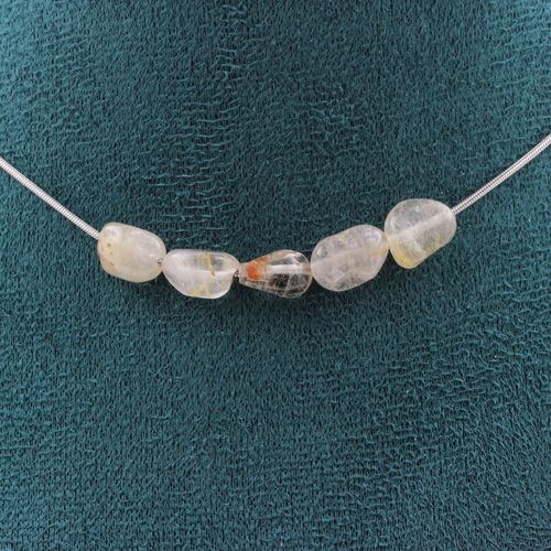 Golden Rutile Quartz from Brazil 5 beads necklace.