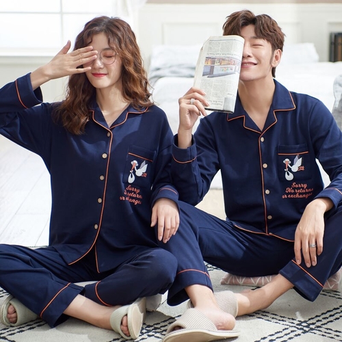 2019 New Cardigan Couple Pyjamas Autumn Long