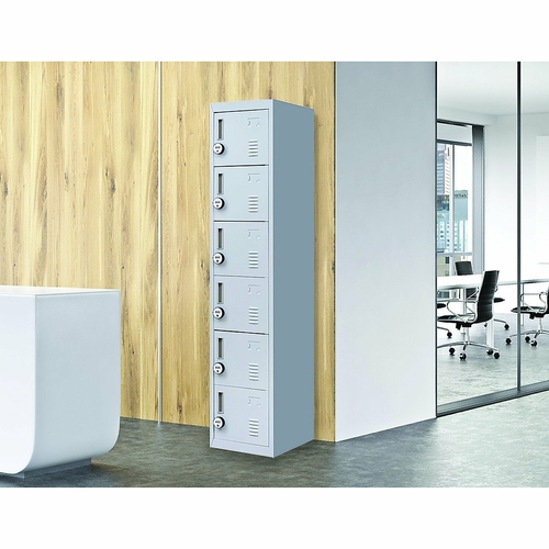 Grey 6-Door Locker for Office Gym Shed School Home Storage - 4-Digit