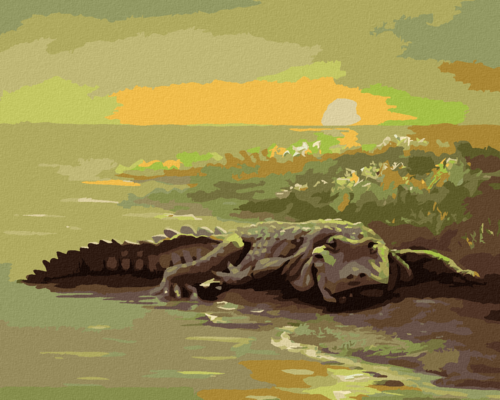 Zuty - Paint by Numbers - ALLIGATOR BY THE WATER (D. RUSTY RUST),