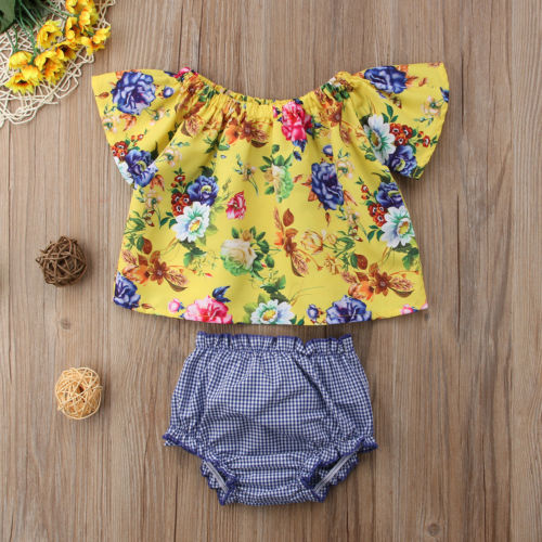 Newborn Infant Baby Girl Outfits Floral Short