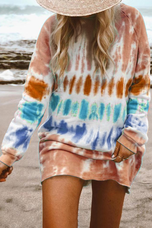 Tie Dye Long Sleeve Sweatshirt Dress