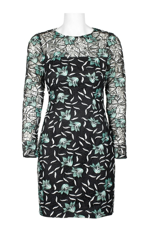 Aidan by Aidan Mattox Crew Neck Long Sleeve Bodycon Zipper Back