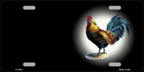 Smart Blonde LP-7803 Rooster Offset Black Metal Novelty License Plate