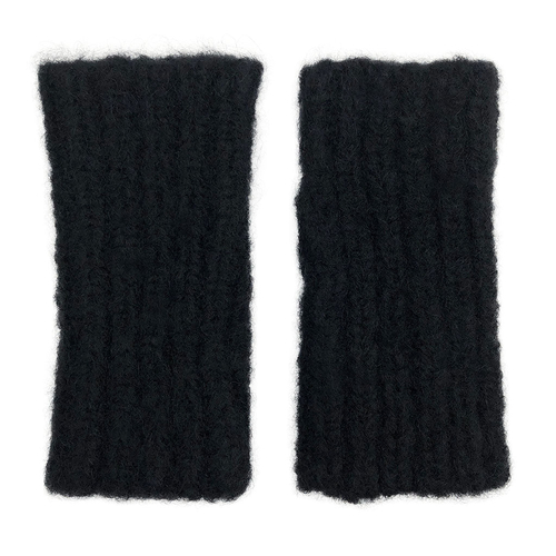 Black Ribbed Alpaca Gloves