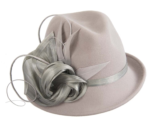 Grey fashion trilby hat