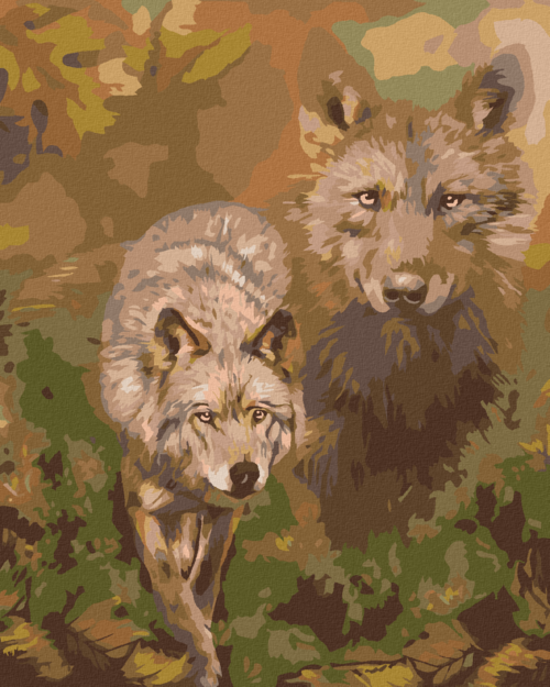 Zuty - Paint by Numbers â€“ WOLF AND LEAVES (CAROL CAVALARIS), 40x50