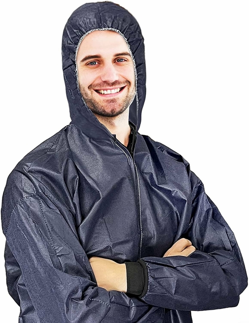 EZGOODZ Disposable Lab Jackets. Pack of 5 Dark Blue Large