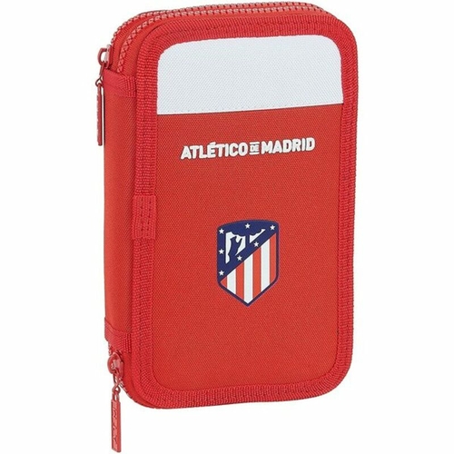 Double Pencil Case Atlético Madrid M854 White Red 12.5 x 19.5 x 4 cm