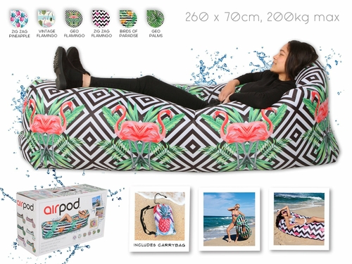 Airpod Inflatable Leisure Lounge Digital Print - Geo Flamingo