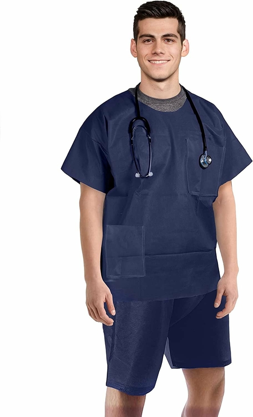 Disposable Scrubs Top and Bottom XX-Large. Pack of 10 Polypropylene