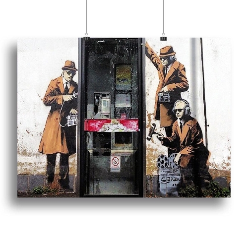 Banksy Cheltenham Telephone Box Spies Canvas Print or Poster