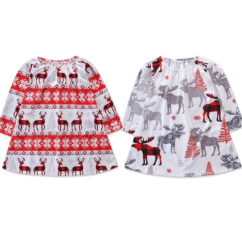 Little Baby Girls Moose Xmas Dress Toddler Kids