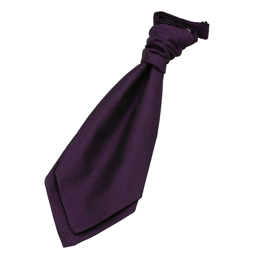 Greek Key Pre-Tied Ruche Cravat - Boys - Cadbury Purple