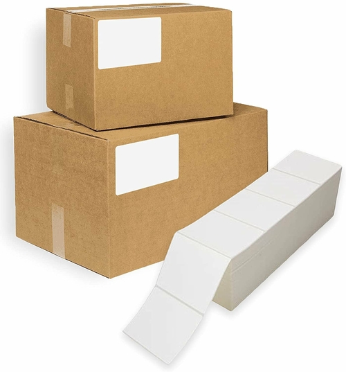 12000 Pack Direct Thermal Fanfold Labels 4" x 2". Self-Adhesive Rolls.