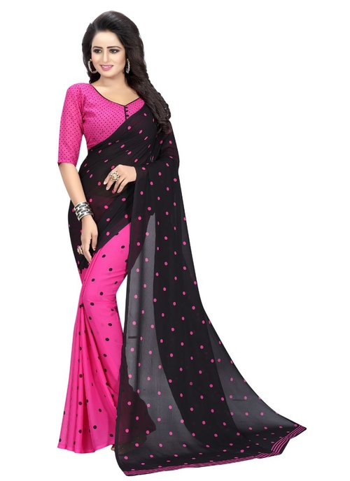Generic Women's Georgette Saree(Pink, 5.5-6mtrs)