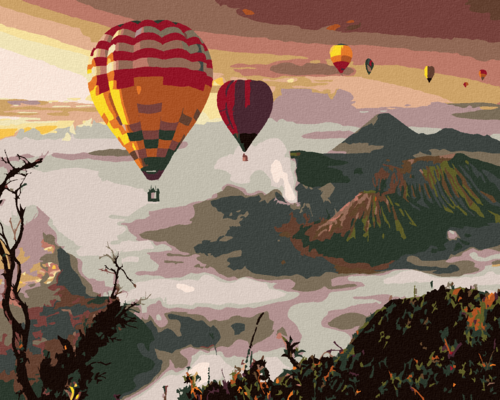 Paint by Numbers - HOT AIR BALLOONS OVER MOUNT BROMO VOLCANO