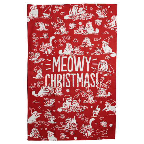 Simon's Cat Meowy Christmas Poly Cotton Tea Towel