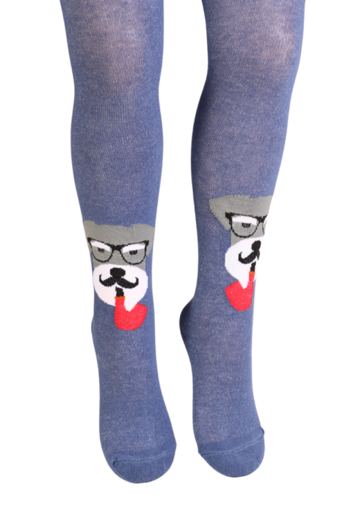 MRDOG blue tights with dogs for children