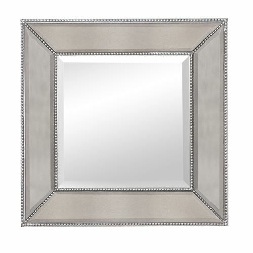 Bassett Mirror M3592BEC Beaded Wall Mirror, Silverleaf