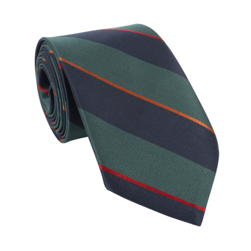 Biella Green/Navy Stripe Silk Tie